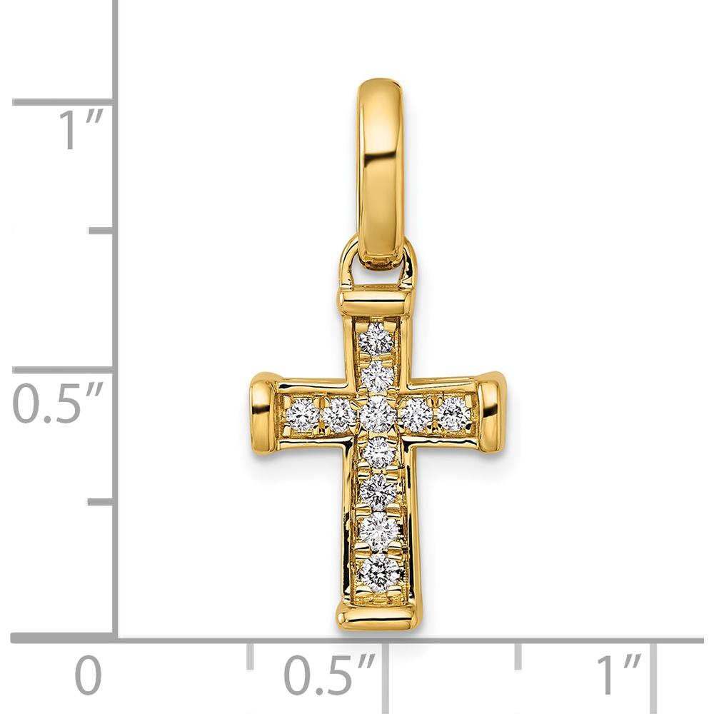 14K Yellow Gold Latin Cross Pendant with 11 Round Diamonds - 0.22 Carat Total Diamond Weight by Oro Pregiato