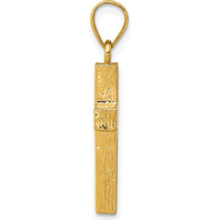 14K Yellow Gold Latin Cross Pendant with Black Epoxy Inlay by Oro Pregiato