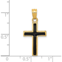 14K Yellow Gold Latin Cross Pendant with Black Epoxy Inlay by Oro Pregiato