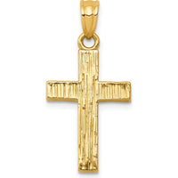14K Yellow Gold Latin Cross Pendant with Black Epoxy Inlay by Oro Pregiato