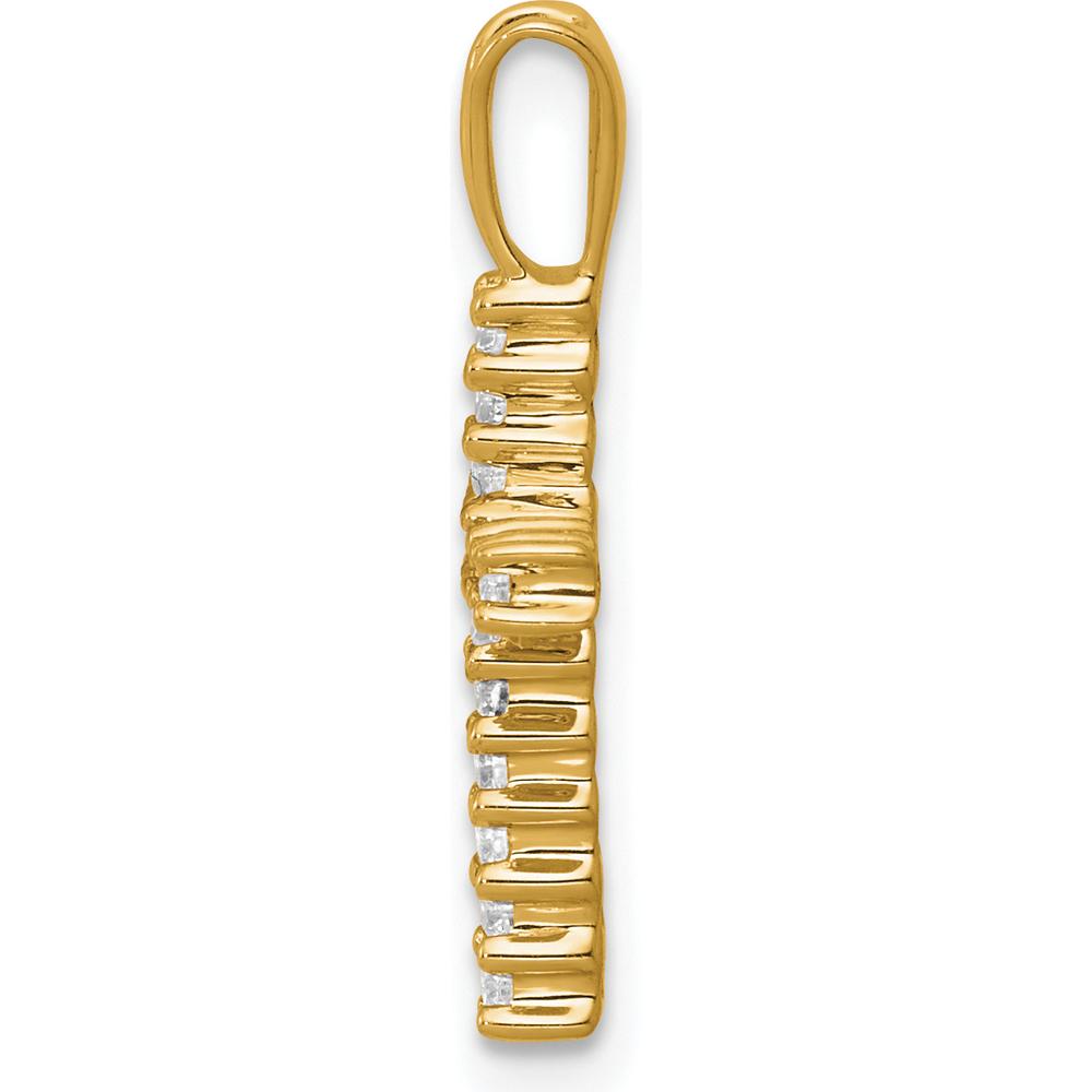 14K Yellow Gold Latin Cross Pendant with Prong Set Round Diamonds - 1/6 Carat Total Diamond Weight by Monteluci Fine Jewelry