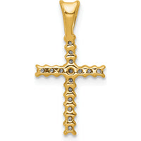 14K Yellow Gold Latin Cross Pendant with Prong Set Round Diamonds - 1/6 Carat Total Diamond Weight by Monteluci Fine Jewelry