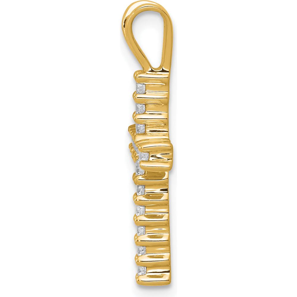 14K Yellow Gold Latin Cross Pendant with Prong-Set Round Natural Diamonds - 0.25 Carat Total Diamond Weight by Monteluci Fine Jewelry
