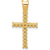 14K Yellow Gold Latin Cross Pendant with Prong-Set Round Natural Diamonds - 0.25 Carat Total Diamond Weight by Monteluci Fine Jewelry