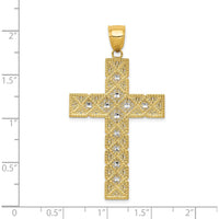 14K Yellow Gold Latin Cross Pendant with Rhodium Accents - 50mm Length by Oro Pregiato
