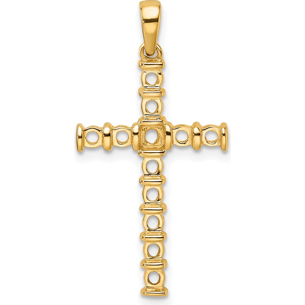 14K Yellow Gold Latin Cross Pendant with Round Stone Mountings - 0.06 Carat Total Weight by Oro Pregiato