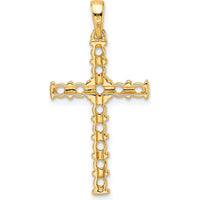 14K Yellow Gold Latin Cross Pendant with Round Stone Mountings - 0.06 Carat Total Weight by Oro Pregiato