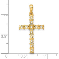 14K Yellow Gold Latin Cross Pendant with Round Stone Mountings - 0.06 Carat Total Weight by Oro Pregiato