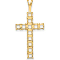 14K Yellow Gold Latin Cross Pendant with Round Stone Mountings - 12 Stones, 3mm Each by Monteluci Fine Jewelry