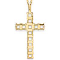 14K Yellow Gold Latin Cross Pendant with Round Stone Mountings - 12 Stones, 3mm Each by Monteluci Fine Jewelry