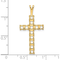 14K Yellow Gold Latin Cross Pendant with Round Stone Mountings - 12 Stones, 3mm Each by Monteluci Fine Jewelry
