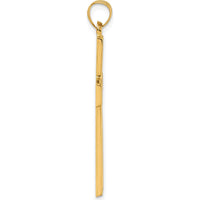 14K Yellow Gold Latin Cross Pendant with Textured Rhodium Accents - 44.5mm by Oro Pregiato