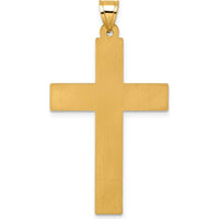 14K Yellow Gold Latin Cross Pendant with Textured Rhodium Accents - 44.5mm by Oro Pregiato