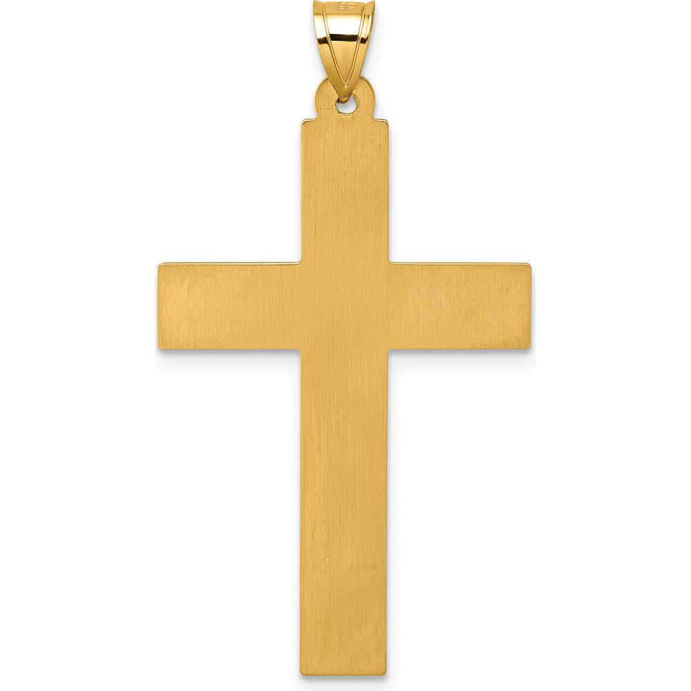 14K Yellow Gold Latin Cross Pendant with Textured Rhodium Accents - 44.5mm by Oro Pregiato