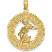 14K Yellow Gold Lauderdale-by-the-Sea Pelican Motif Pendant by Oro Pregiato