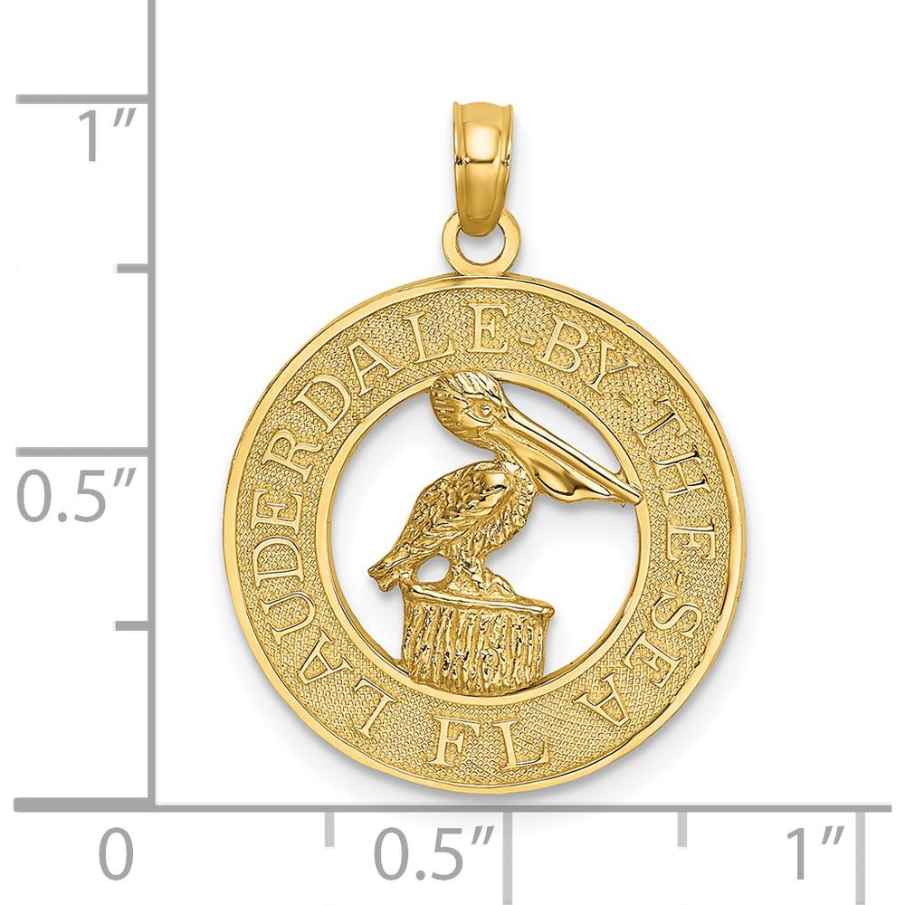 14K Yellow Gold Lauderdale-by-the-Sea Pelican Motif Pendant by Oro Pregiato