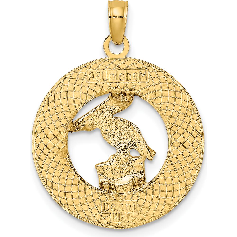14K Yellow Gold Lauderdale-by-the-Sea Pelican Motif Pendant by Oro Pregiato