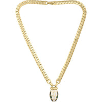 14K Yellow Gold Le Serpent 18" Curb Link Necklace with Green & Black Enamel Charm by Orozza Fine Jewelry