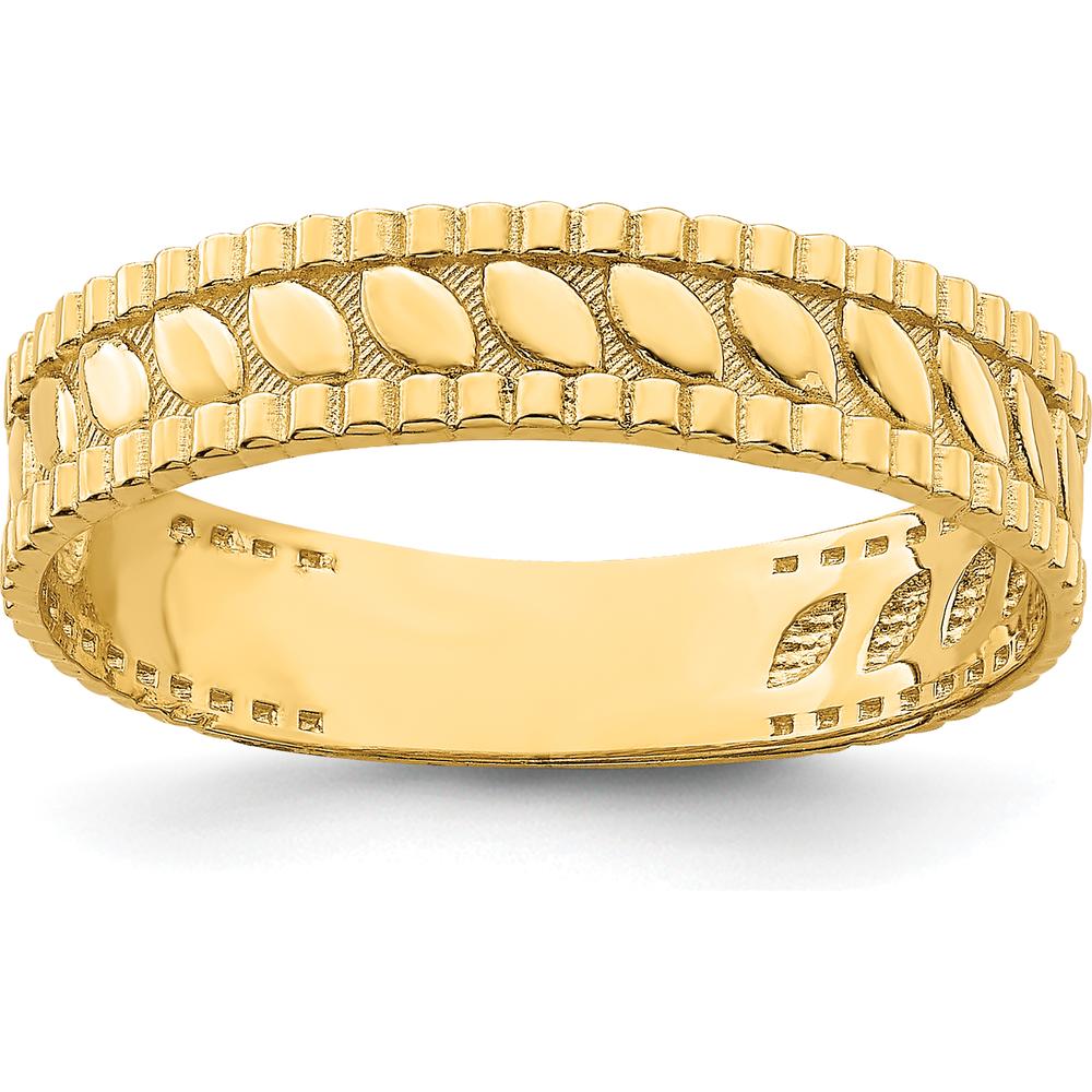 14K Yellow Gold Leaf Engraved Thumb Ring - Fashion Statement Piece by 0