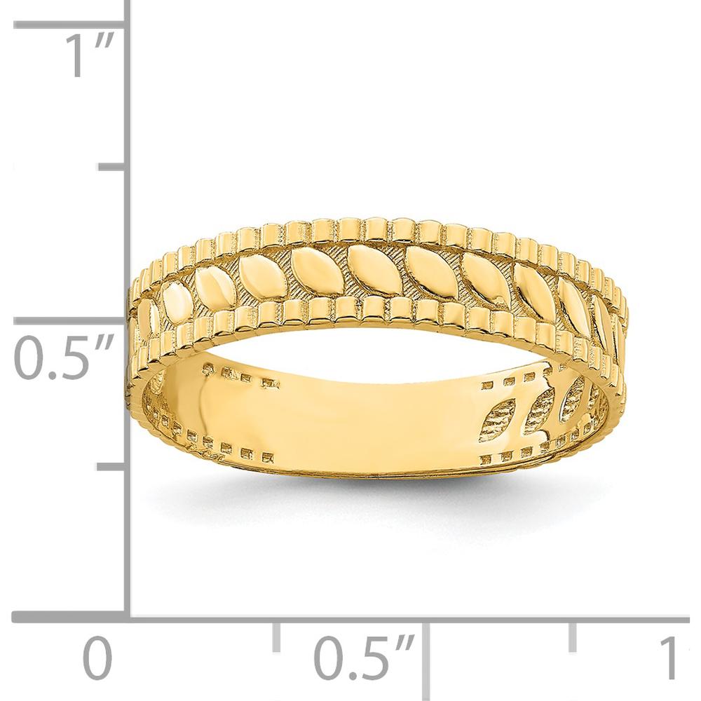 14K Yellow Gold Leaf Engraved Thumb Ring - Fashion Statement Piece by 0