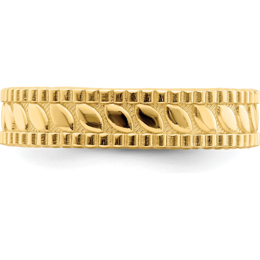 14K Yellow Gold Leaf Engraved Thumb Ring - Fashion Statement Piece by 0