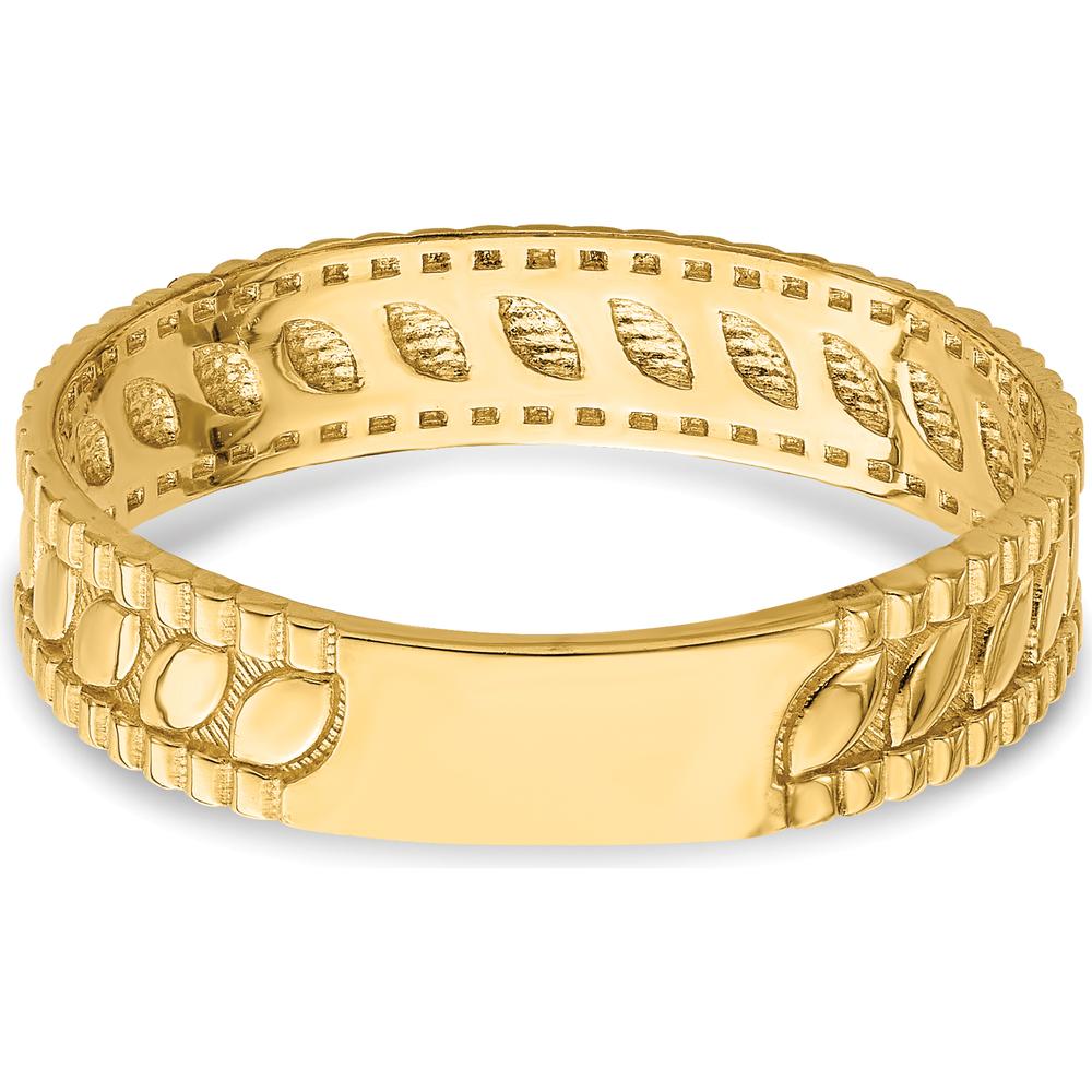 14K Yellow Gold Leaf Engraved Thumb Ring - Fashion Statement Piece by 0
