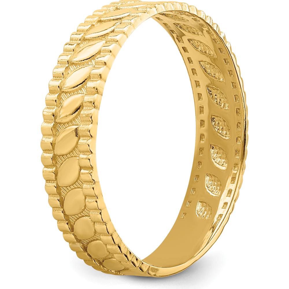 14K Yellow Gold Leaf Engraved Thumb Ring - Fashion Statement Piece by 0