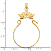 14K Yellow Gold Leaves Charm Holder Pendant - 15.5mm Length, 16mm Width by Oro Pregiato