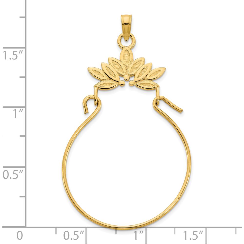 14K Yellow Gold Leaves Charm Holder Pendant - 15.5mm Length, 16mm Width by Oro Pregiato