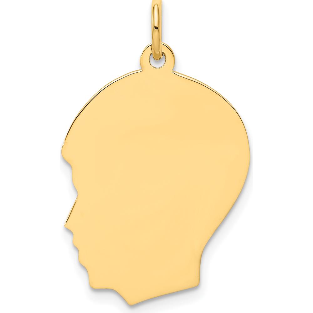 14K Yellow Gold Left-Facing Boy Head Engravable Charm - Polished Finish by Oro Pregiato