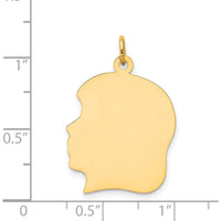 14K Yellow Gold Left-Facing Girl Head Engravable Charm - 30mm by Oro Pregiato