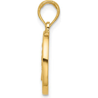 14K Yellow Gold Leo Pendant with Polished Finish and Textured Back - 21.4mm Length by Oro Pregiato