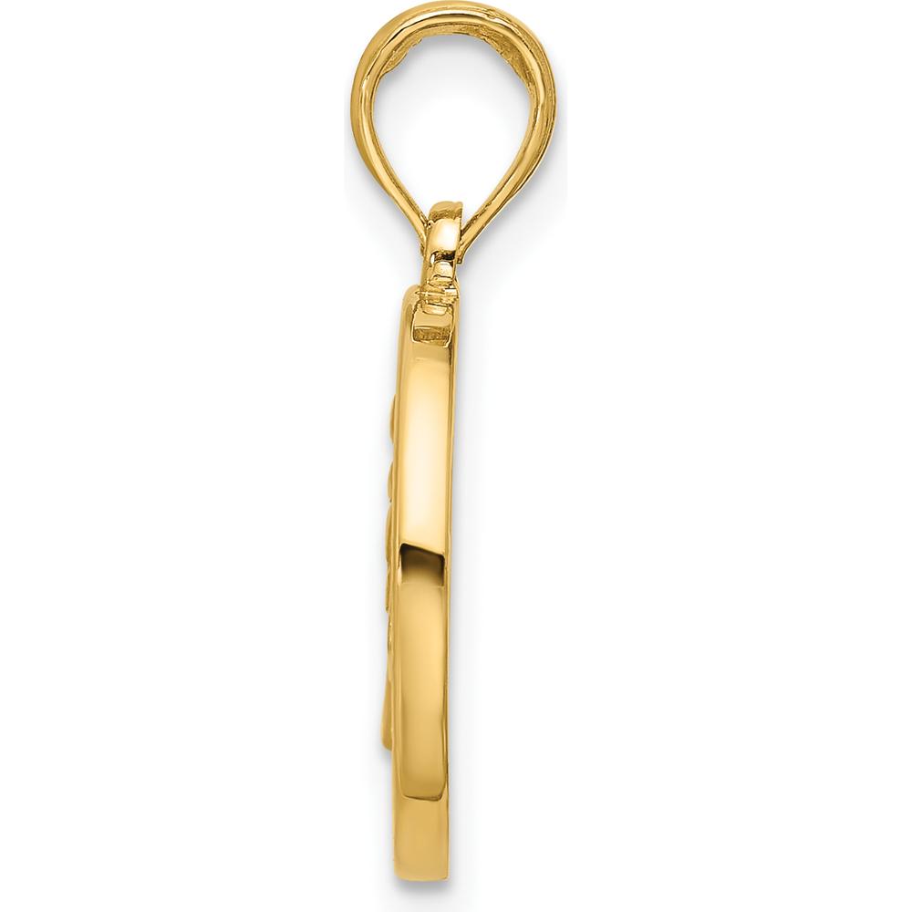 14K Yellow Gold Leo Pendant with Polished Finish and Textured Back - 21.4mm Length by Oro Pregiato