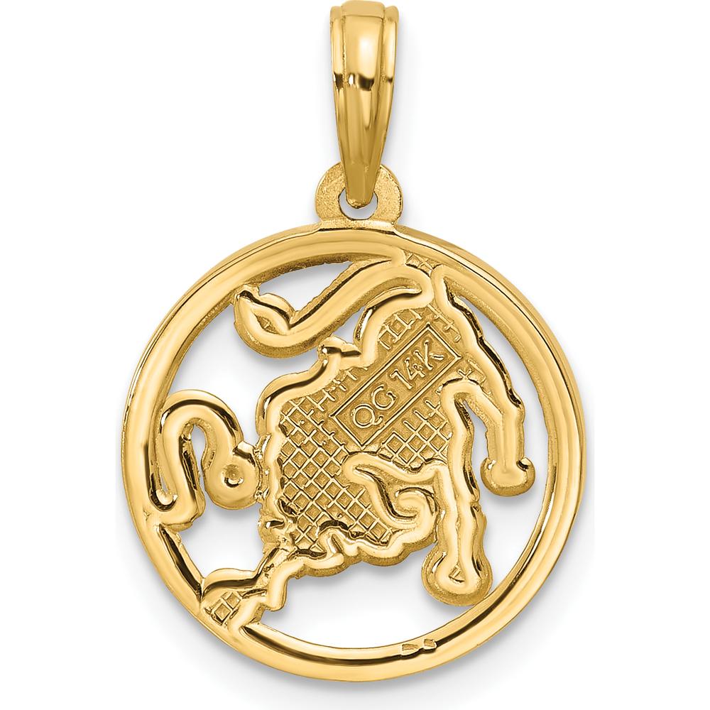 14K Yellow Gold Leo Pendant with Polished Finish and Textured Back - 21.4mm Length by Oro Pregiato