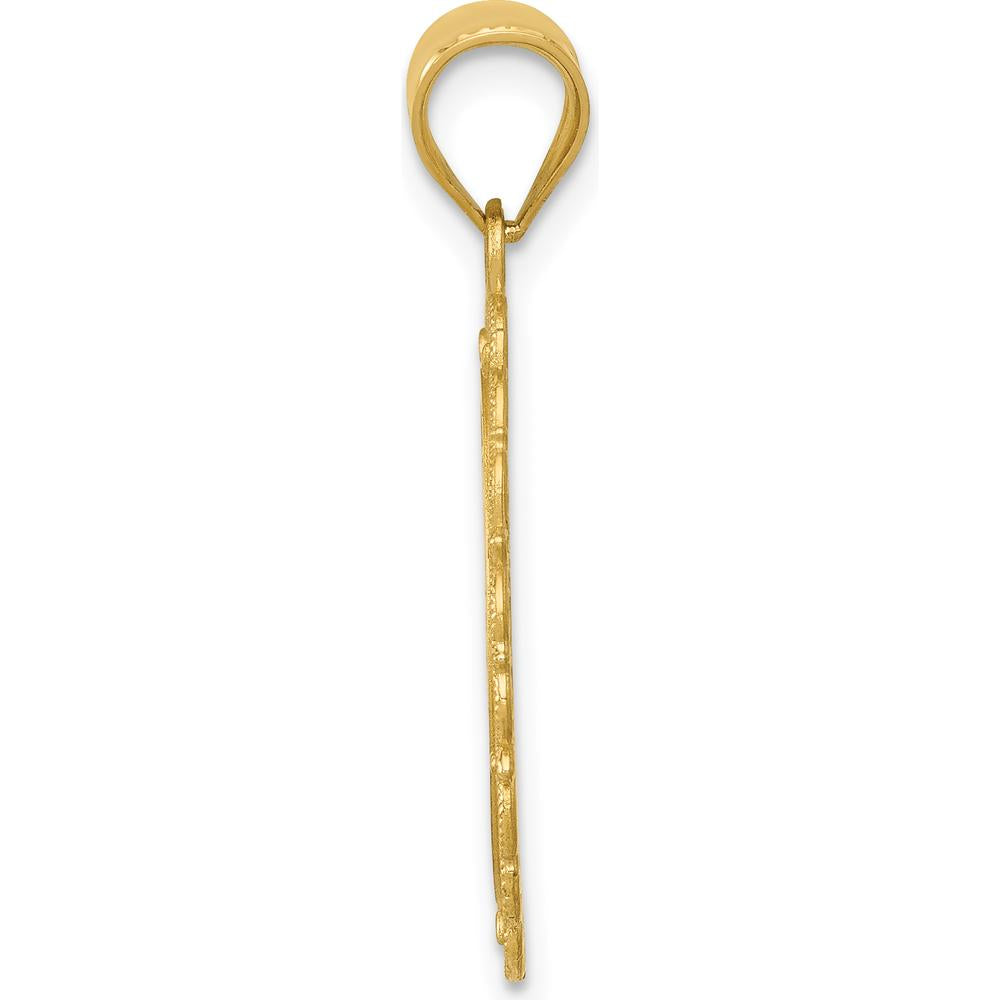 14K Yellow Gold Leo Zodiac Oval Pendant with Satin Polished Finish - 28mm Length by Oro Pregiato