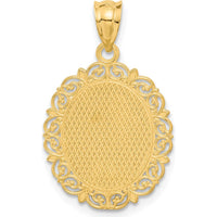 14K Yellow Gold Leo Zodiac Oval Pendant with Satin Polished Finish - 28mm Length by Oro Pregiato