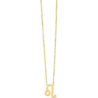 14K Yellow Gold Leo Zodiac Sign Necklace - Adjustable 18" with Spring Ring Clasp by Orozza Fine Jewelry