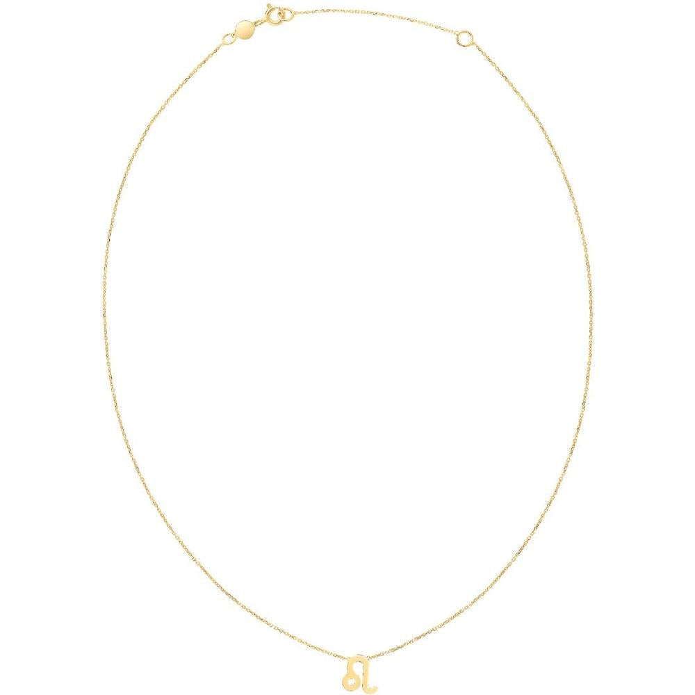 14K Yellow Gold Leo Zodiac Sign Necklace - Adjustable 18" with Spring Ring Clasp by Orozza Fine Jewelry