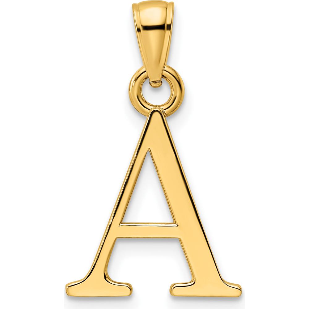 14K Yellow Gold Letter A Initial Pendant - Polished Finish by Oro Pregiato