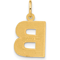 14K Yellow Gold Letter B Diamond-Cut Initial Charm Pendant - Personalized and Textured Design by Oro Pregiato