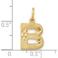 14K Yellow Gold Letter B Diamond-Cut Initial Charm Pendant - Personalized and Textured Design by Oro Pregiato