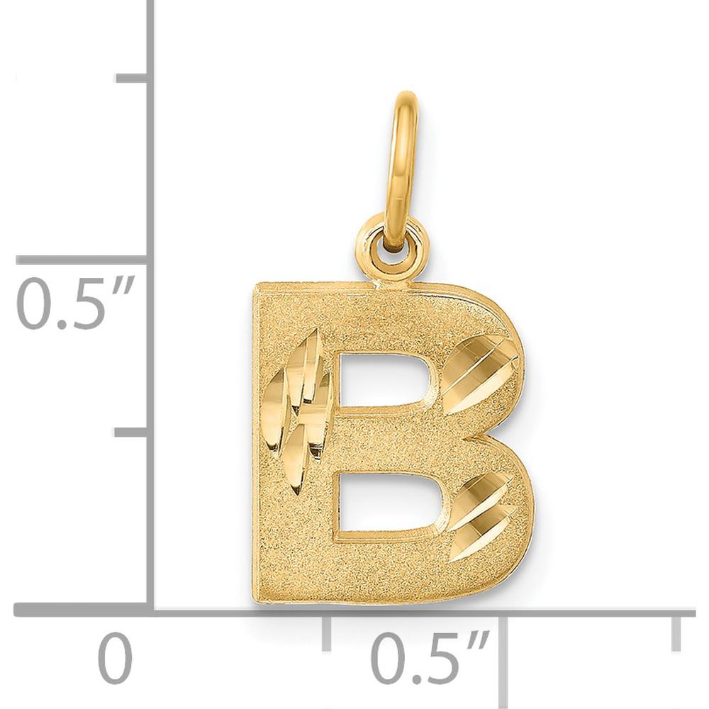 14K Yellow Gold Letter B Diamond-Cut Initial Charm Pendant - Personalized and Textured Design by Oro Pregiato