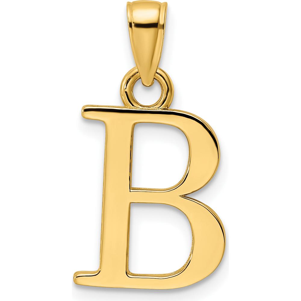 14K Yellow Gold Letter B Initial Pendant - Polished Finish by Oro Pregiato