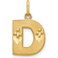 14K Yellow Gold Letter D Initial Charm with Diamond-Cut Texture - Medium Pendant by Oro Pregiato