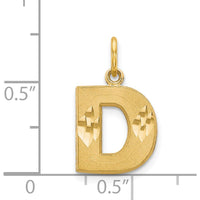 14K Yellow Gold Letter D Initial Charm with Diamond-Cut Texture - Medium Pendant by Oro Pregiato