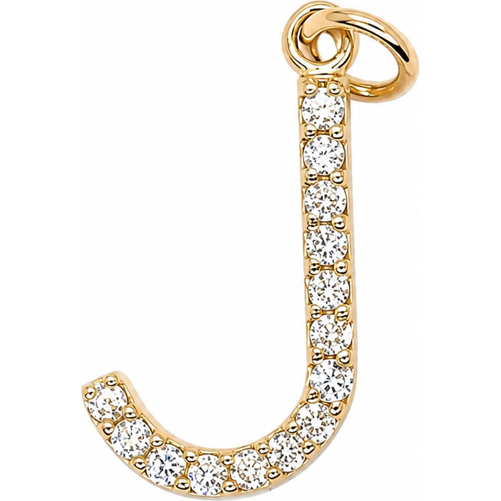 14K Yellow Gold Letter J Pendant with Prong Set Round Diamonds - 0.15 Carat Total Diamond Weight by Auriventus