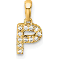 14K Yellow Gold Letter P Pendant with Prong-Set Round Diamonds - Personalized Initial Design by Oro Pregiato