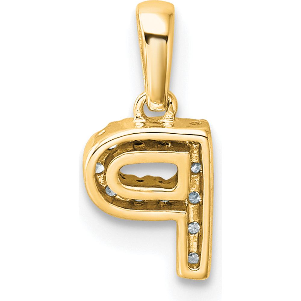 14K Yellow Gold Letter P Pendant with Prong-Set Round Diamonds - Personalized Initial Design by Oro Pregiato