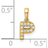 14K Yellow Gold Letter P Pendant with Prong-Set Round Diamonds - Personalized Initial Design by Oro Pregiato