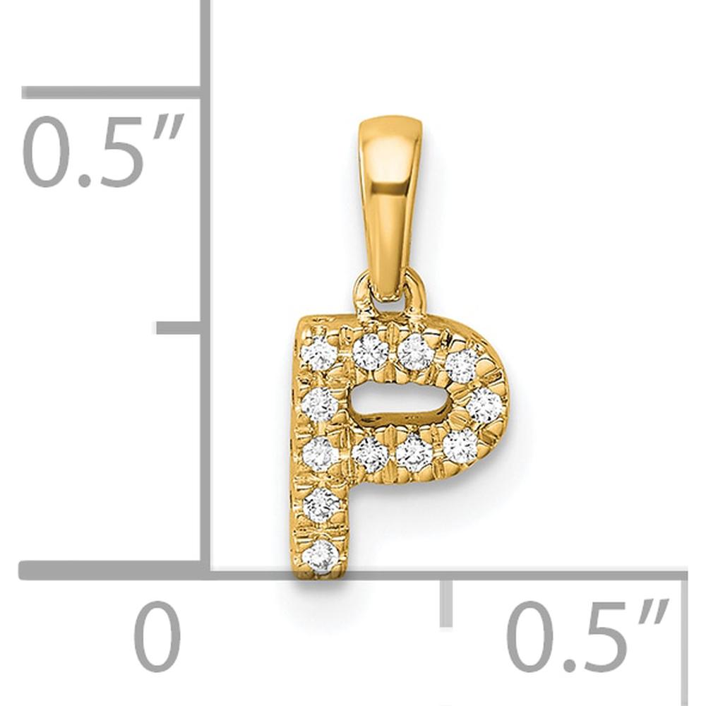 14K Yellow Gold Letter P Pendant with Prong-Set Round Diamonds - Personalized Initial Design by Oro Pregiato